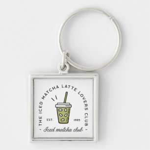 Iced matcha latte lovers club aesthetic keychain
