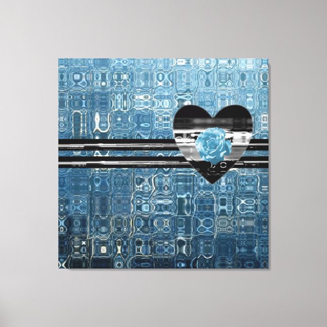 Iced Rose Blue Heart Canvas Print (Front)