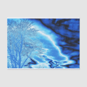 Iced Winter Tree Cobalt Blue Sky Tissue Paper