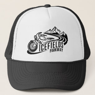 Icefields Parkway Alberta Canada Motorcycle Trucker Hat
