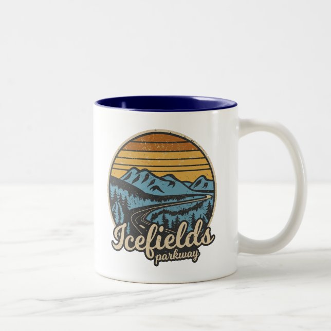 Icefields Parkway Alberta Canada Retro Two-Tone Coffee Mug (Right)