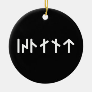 Iceland ᛁᛋᛚᛅᚾᛏ ~ Younger Futhark Runes Ceramic Ornament