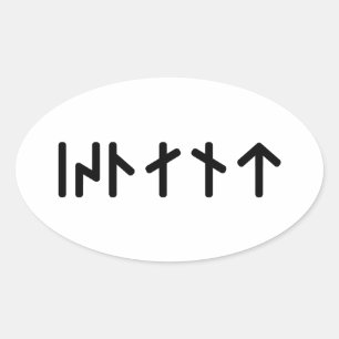 Iceland ᛁᛋᛚᛅᚾᛏ ~ Younger Futhark Runes Oval Sticker