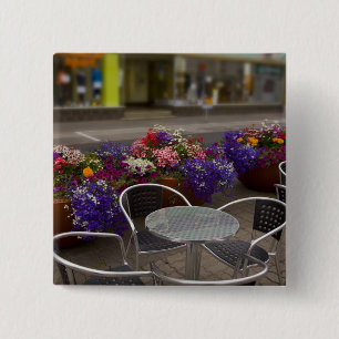 Iceland, Akureyri. View of the main business 2 Inch Square Button
