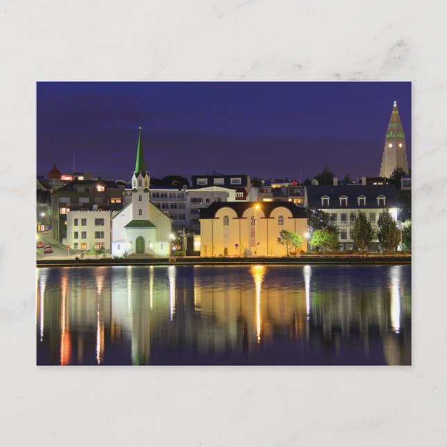 Iceland - August Midnight in Downtown Reykjavik Postcard (Front)