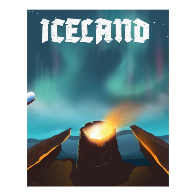 Iceland aurora borealis Travel poster (Front)