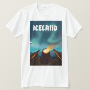 Iceland aurora borealis Travel poster T-Shirt