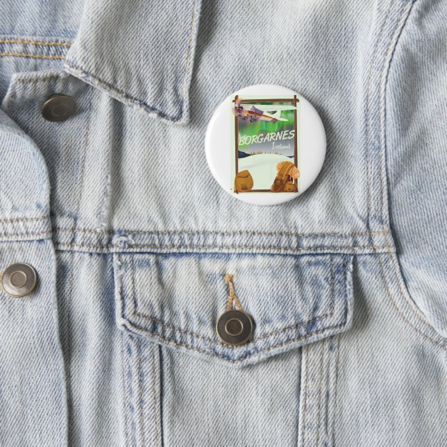 Iceland Borgarnes Flight poster 2 Inch Round Button (In Situ)