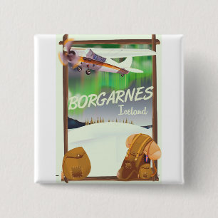 Iceland Borgarnes Flight poster 2 Inch Square Button