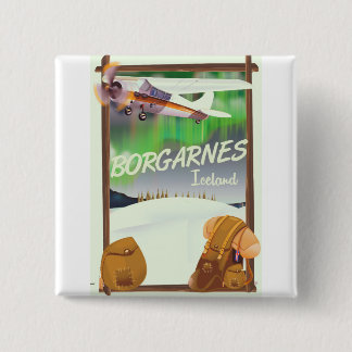Iceland Borgarnes Flight poster 2 Inch Square Button