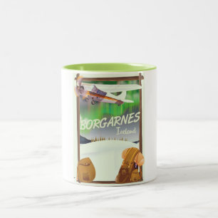 Iceland Borgarnes Flight poster Two-Tone Coffee Mug