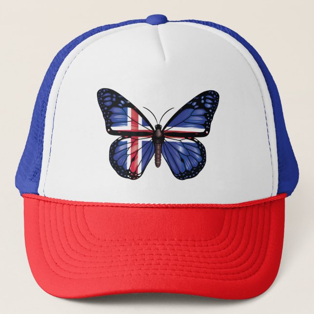 Iceland butterfly monarch flag trucker hat (Front)