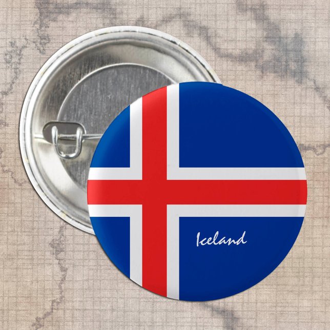 Iceland button, patriotic Icelandic Flag 1 Inch Round Button (Creator Uploaded)
