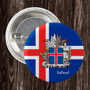 Iceland button, patriotic Icelandic Flag fashion 1 Inch Round Button