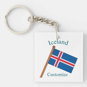 Iceland Country Flag Thunder_Cove Keychain