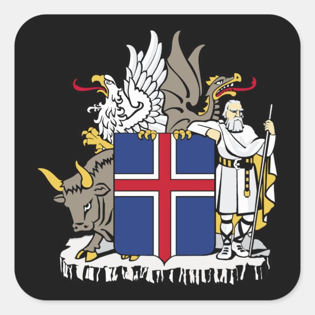 iceland emblem square sticker (Front)