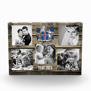 Iceland family photo block,  Icelandic flag, wood Block
