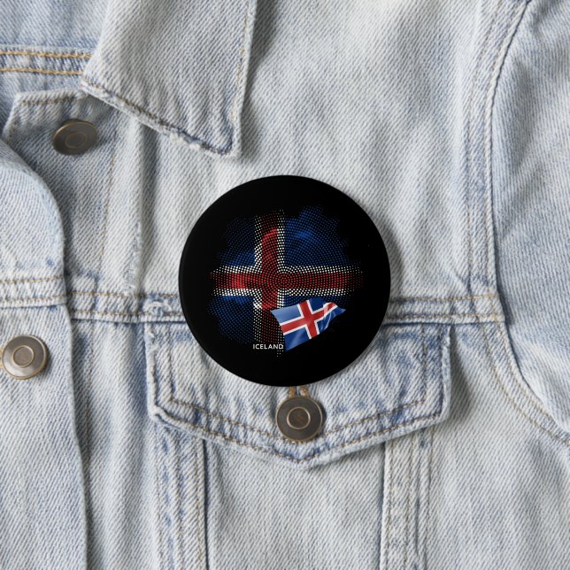 Iceland flag 3 inch round button (In Situ)