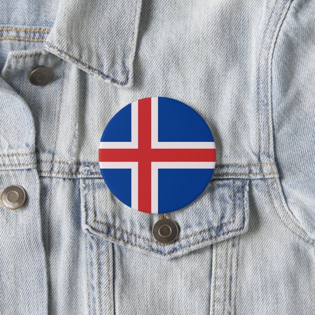 Iceland flag 3 inch round button (In Situ)