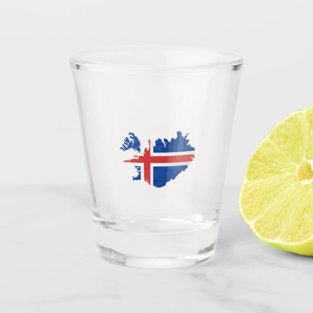 Iceland flag and map shot glass (Front)