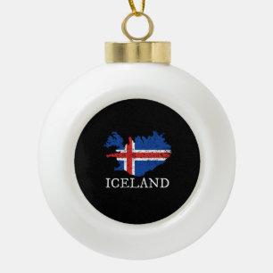 Iceland Flag Ceramic Ball Christmas Ornament