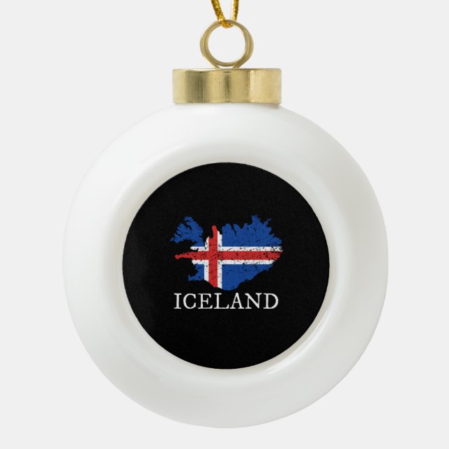 Iceland Flag  Ceramic Ball Christmas Ornament (Front)