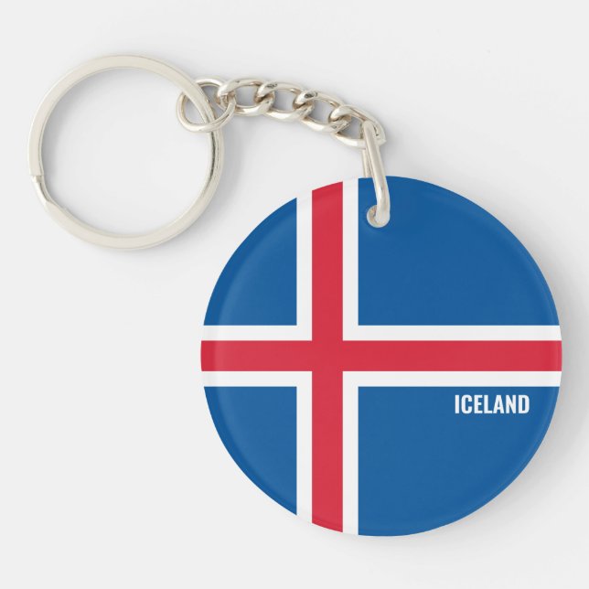 Iceland Flag Charming Patriotic Keychain (Front)
