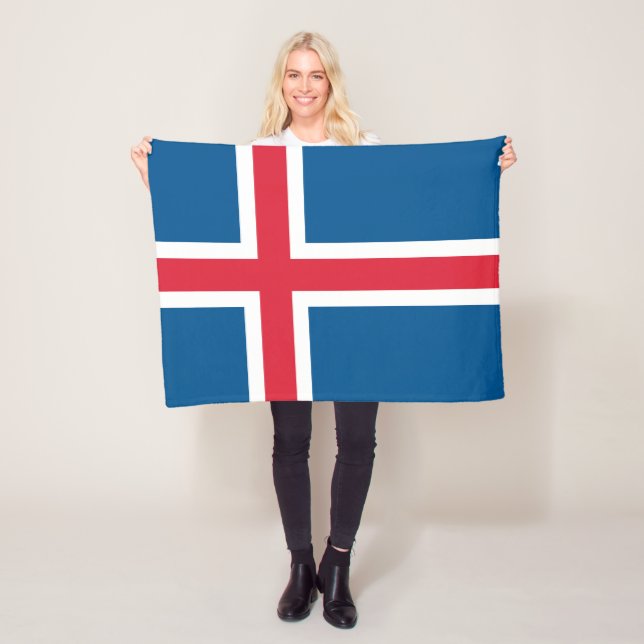 Iceland Flag Fleece Blanket (In Situ)