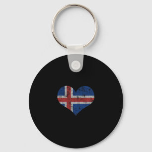 Iceland Flag Icelander Love Heart Home Vacation Fa Keychain