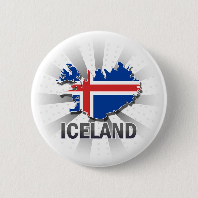 Iceland Flag Map 2.0 2 Inch Round Button (Front)