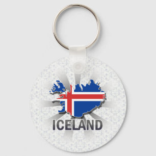 Iceland Flag Map 2.0 Keychain
