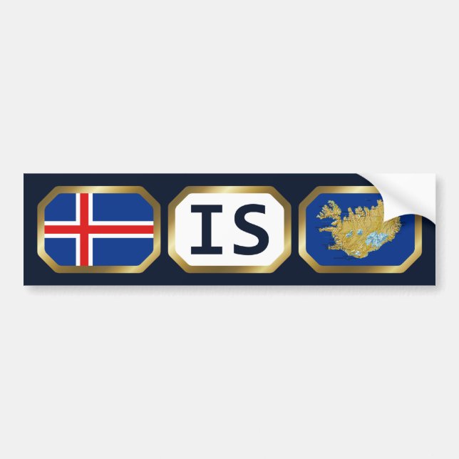 Iceland Flag Map Code Bumper Sticker (Front)