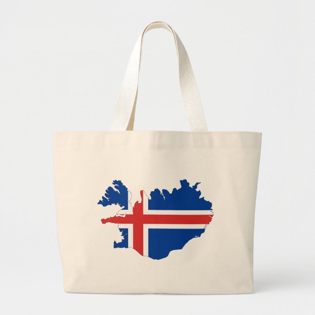 Iceland Flag Map Large Tote Bag (Front)