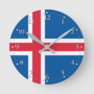 Iceland Flag Round Clock