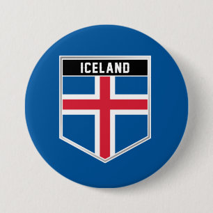 Iceland Flag Shield 3 Inch Round Button