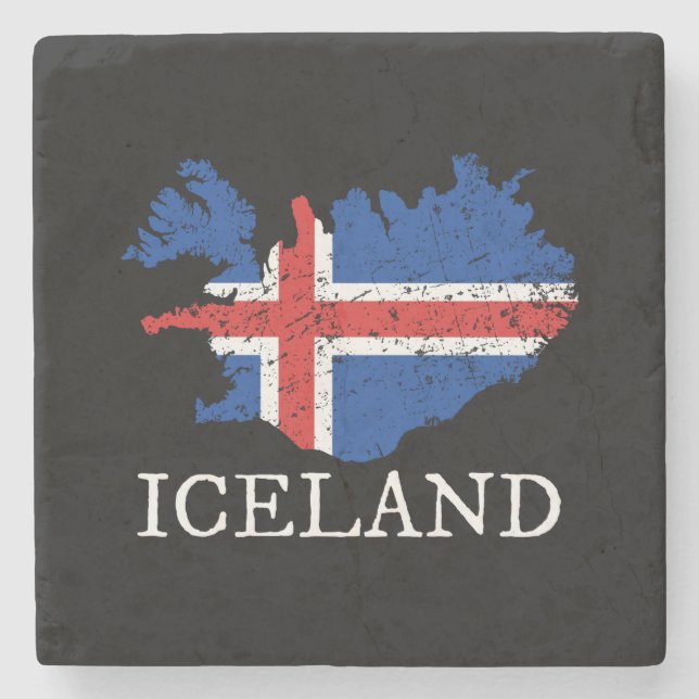 Iceland Flag Stone Coaster (Front)