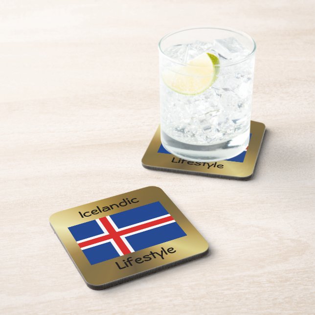 Iceland Flag+Text Coaster (Right Side)