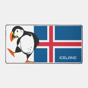 Iceland Flag with a Puffin Desk Mat