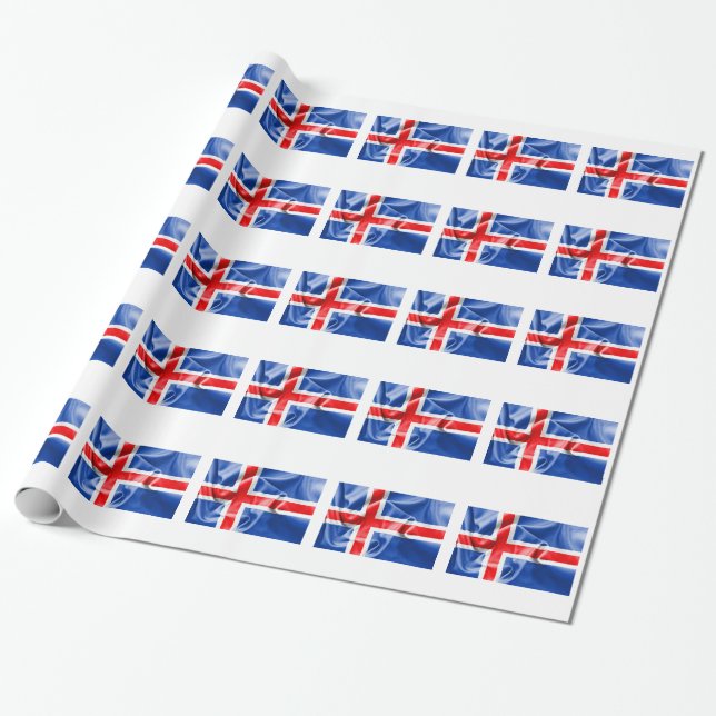 Iceland Flag Wrapping Paper (Unrolled)