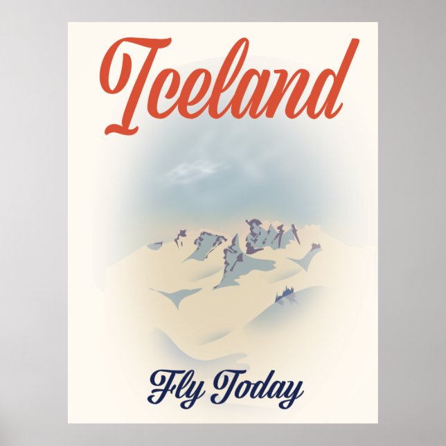 Iceland "Fly Today" vintage travel poster (Front)