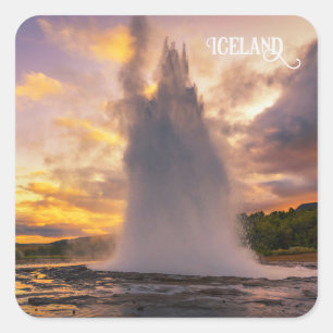 Iceland Geyser Square Sticker