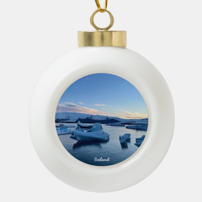 Iceland glacier lagoon- ceramic Christmas ornament (Front)