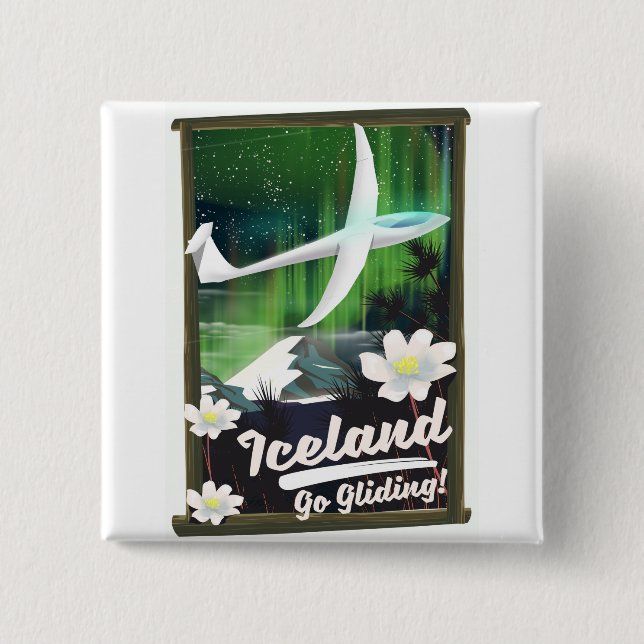 Iceland - go Gliding! 2 Inch Square Button (Front)