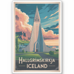 Iceland Hallgrimskirkja Illustration Travel Art