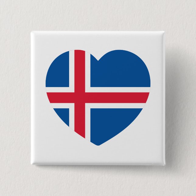 Iceland Heart Flag 2 Inch Square Button (Front)