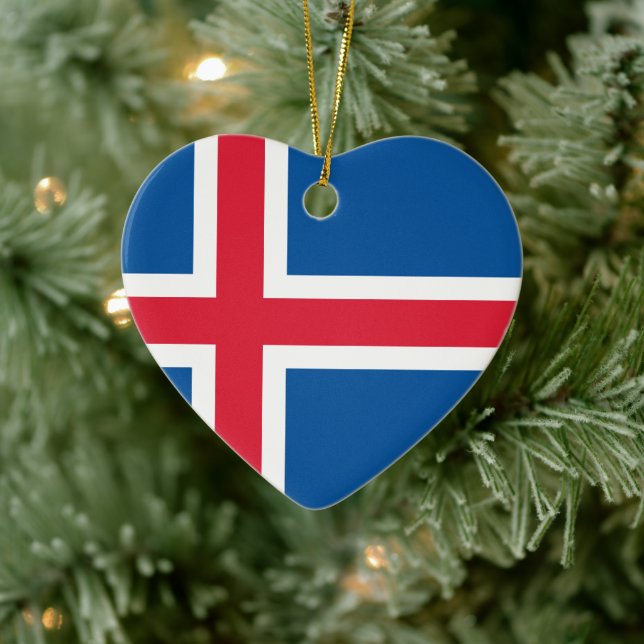 Iceland Heart Flag Ceramic Ornament (Tree)