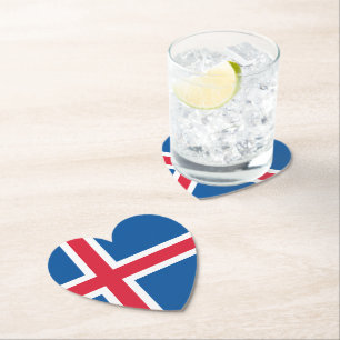 Iceland Heart Flag Paper Coaster