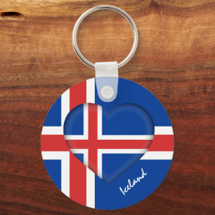 Iceland & Heart, Icelandic Flag fashion / sport Keychain