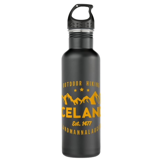 Iceland Hiking LANDMANNALAUGAR Est. 1477  710 Ml Water Bottle (Front)