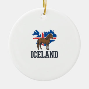 Iceland Horse Vintage Flag Vector Shirt Design_1 Ceramic Ornament